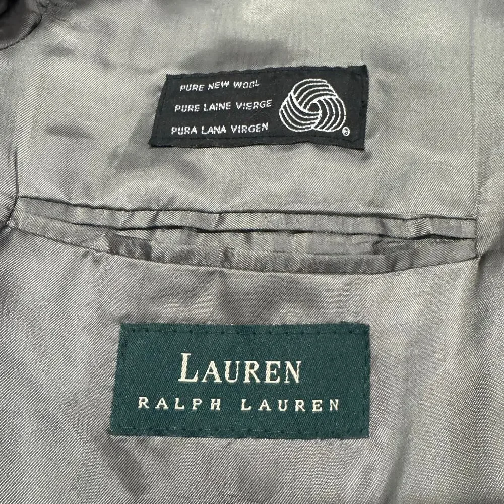 Lauren Ralph Lauren 48R Pure Wool Gray Herringbone Blazer Made Canada